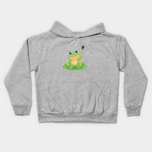 Frog with Dandelion Flower Kids Hoodie